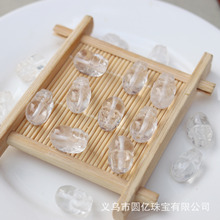 天然奶白水晶雕刻貔貅通孔散珠diy手链项链半成品饰品配件批发