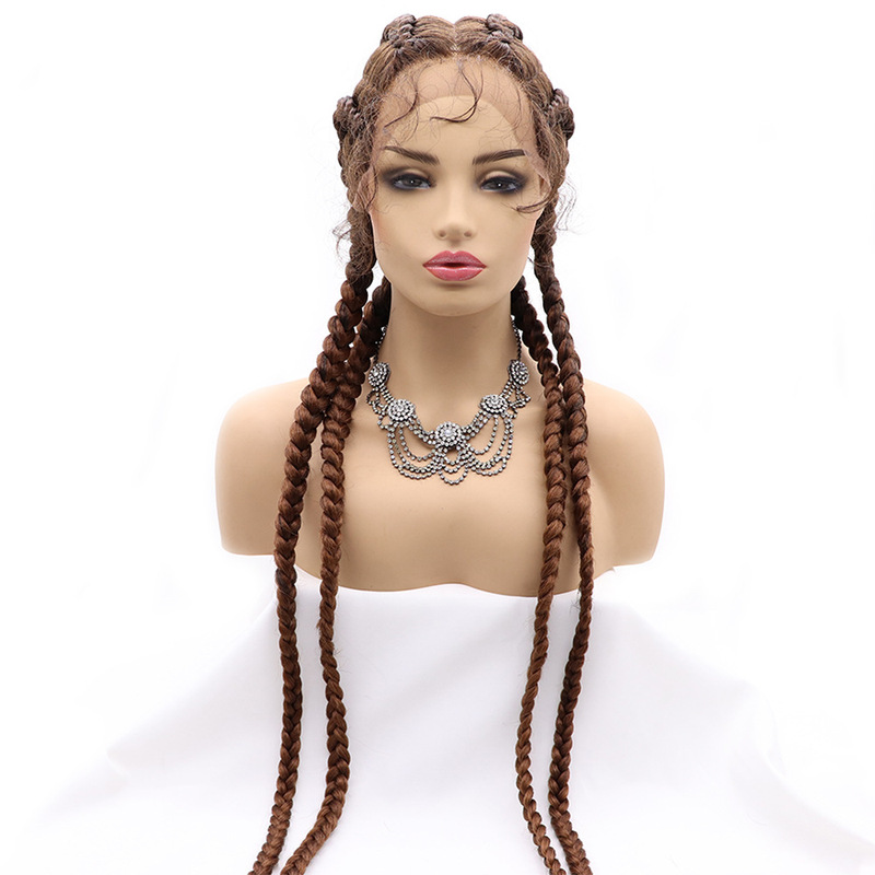 Amazon's New European and American Hot-selling Women's Three-strand braid Front Lace wig Chemical Fiber Headgear braid wig Amazon's New European and American Hot-selling Women's Three-strand braid Front Lace wig Chemical Fiber Headgear braid wig