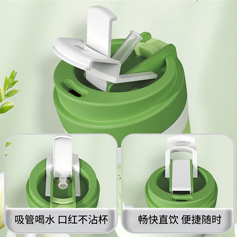 Double-sided drinking glass cup macaron Instagram-style coffee cup with lid and straw cup office student drinking cups