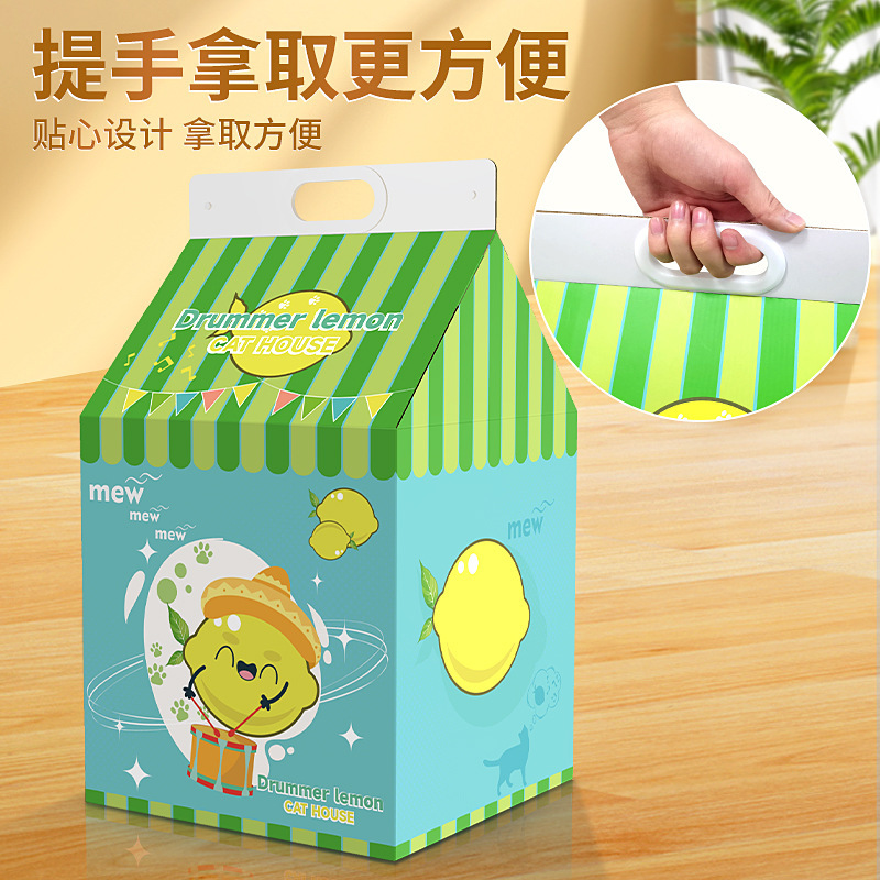 Tablero del rasguño del gato caja de leche nido de cartón nido de gato vertical de papel corrugado Casa de gato auto-Hola alivio artefacto tapado gato juguete