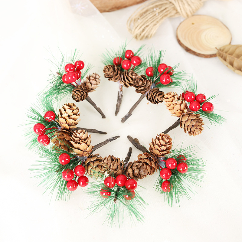 クリスマス松針クリスマス紅果松果挿しアクセサリークリスマス装飾品diy創意ギフトボックス包装アクセサリー|undefined