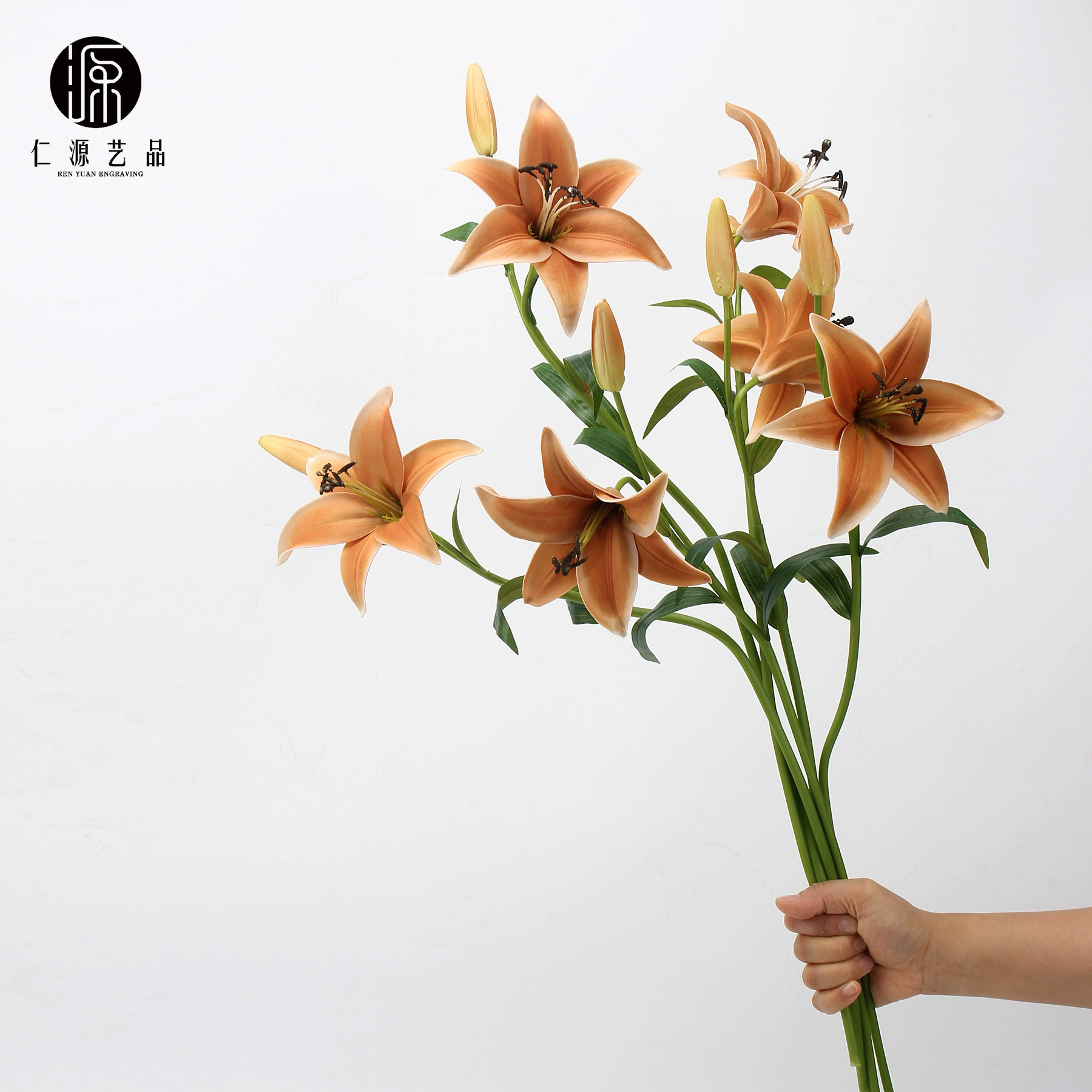 Прямой заводской прямой продажей макет Lily PU одна цветок бутон продвинутый серый отель цветочный вставки украшение пищевой материал