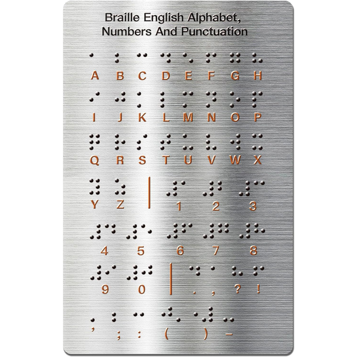 带凸点数字标点符号的盲文字母板，初学者的盲文学习教育盲童教具