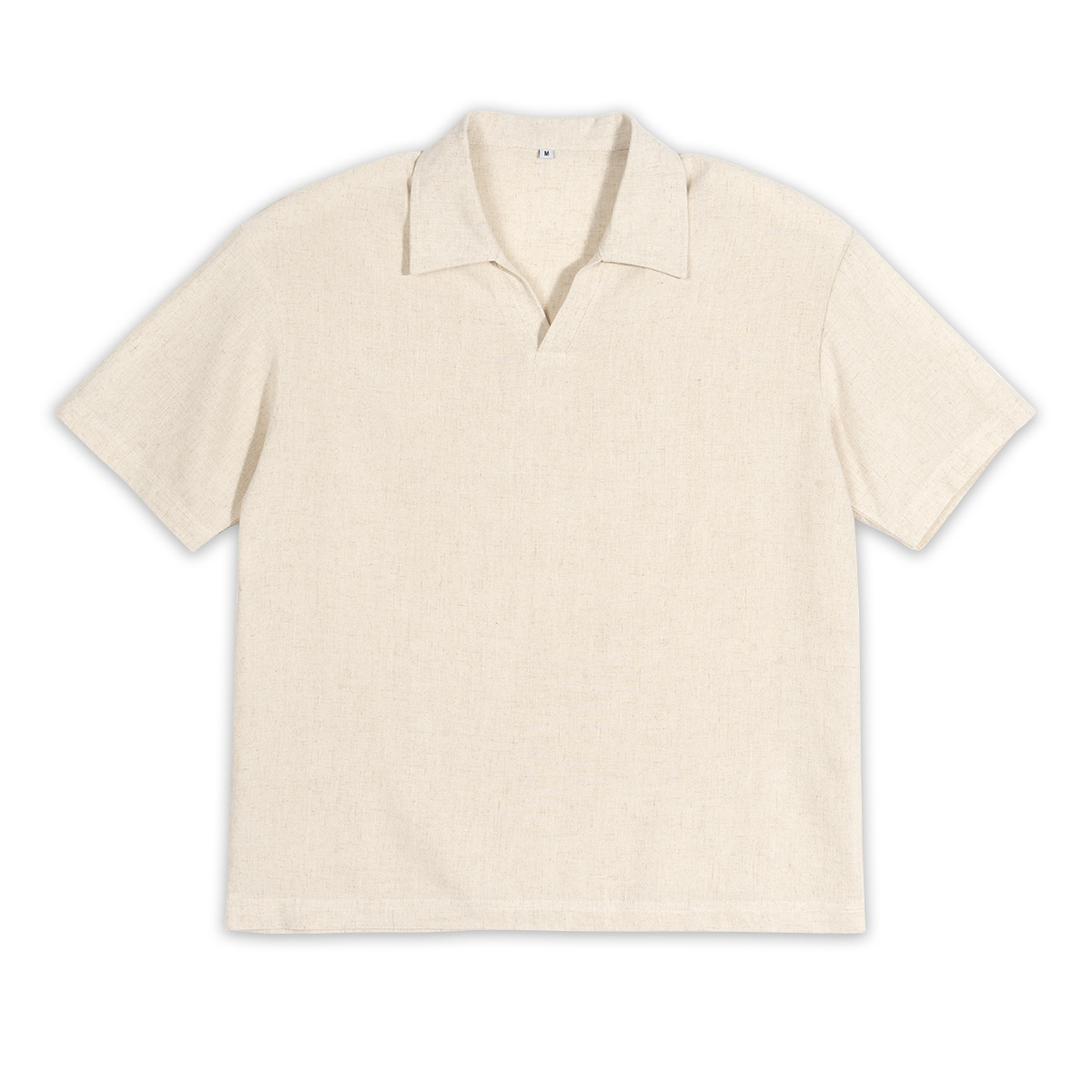 ETAI Hombre| Marca de marea transfronteriza polo con solapa suelta camiseta de lino y algodón de color sólido casual de cuello en V hombre mangas cortas image 7