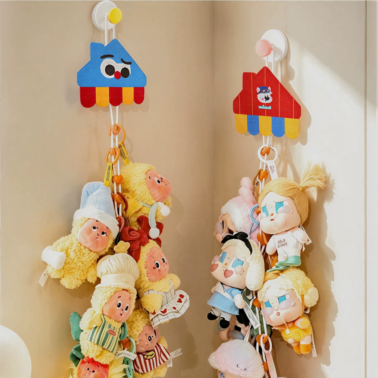 Muñeca de peluche almacena cuerda de colgante estrella ciega caja de pared artefacto colgante ajustable llorante almacena cuerda de exhibición