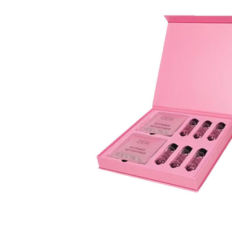 Máscara facial de nicotinamida personalizada para aclarar el tono de la piel, hidratación, polvo de película suave, etiqueta de productos de cuidado de la piel. image 6