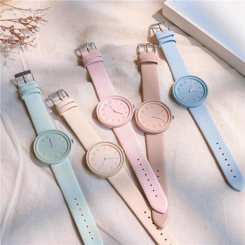 Macaron Nordic Niche Simple Watch Men's and Women's Temperament Advanced Sense Design Retro ins Mori High Color Value