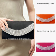 源头工厂现批电商新款C型玻璃钻晚宴包轻奢高级感麂皮绒手拿包包