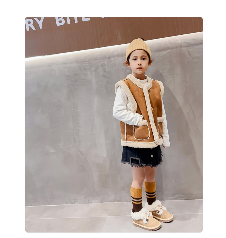 Schneestiefel Winter 2024, neuer Stil, weiche Unterseite mit verdickter Schleife, vielseitig einsetzbar, mittelgroße Baumwolle für Kinder und Mädchen_voghion.com