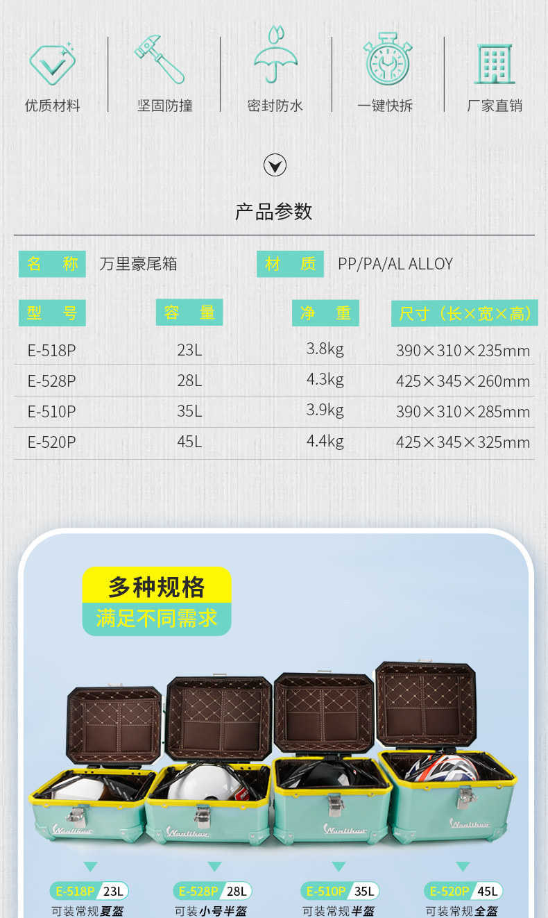 Wanlihao Qingqi Aurora 150 motorcycle tail box, electric vehicle trunk, universal retro non-aluminum alloy tail box