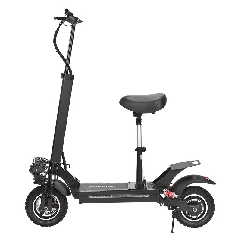 10 pulgadas de doble conducción scooter eléctrico delantero y trasero amortiguador LED faro 48V1000W litio eléctrico portátil vehículo eléctrico