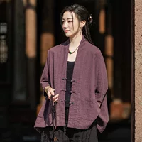 Yijia Koying оригинальное пальто дзен весной новый хлопок и льна большого размера свободный рукав летучей мыши улучшенный китайский кардиган
