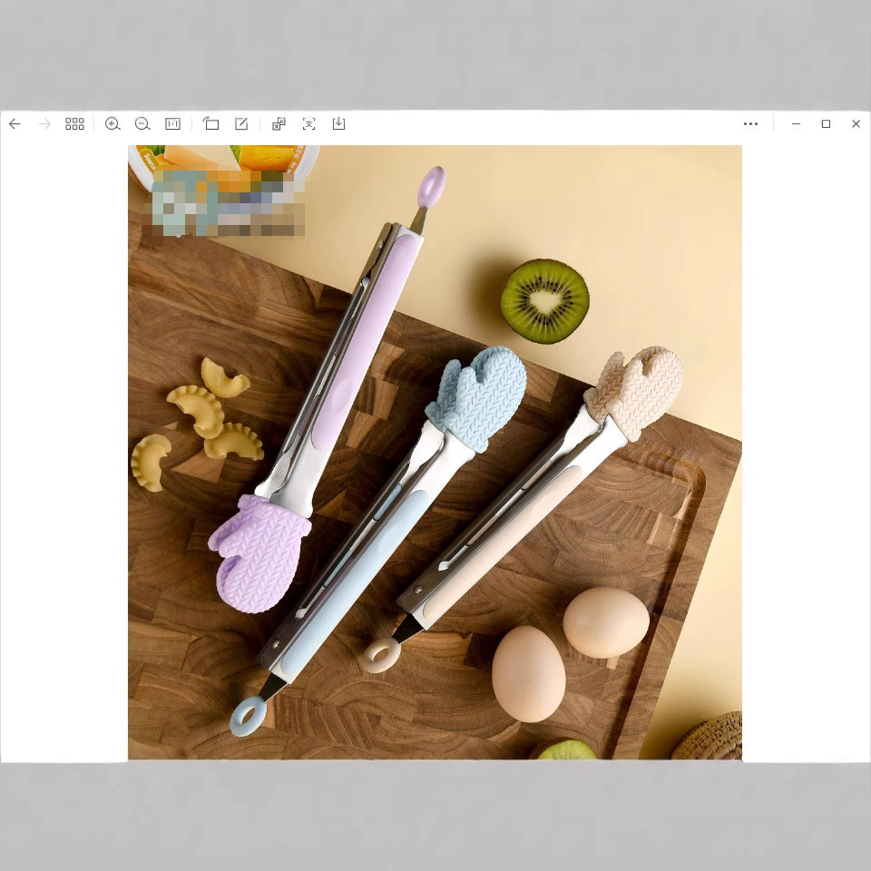 [跨境厨房耐高温硅胶食物夹煎牛排夹面包夹烘焙用品Cooking Tongs]