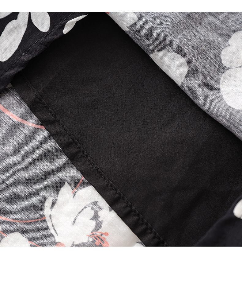 Váy maxi nữ tay ngắn thắt lưng chất liệu Tencel linen in họa tiết — Màu đen chi tiết 22
