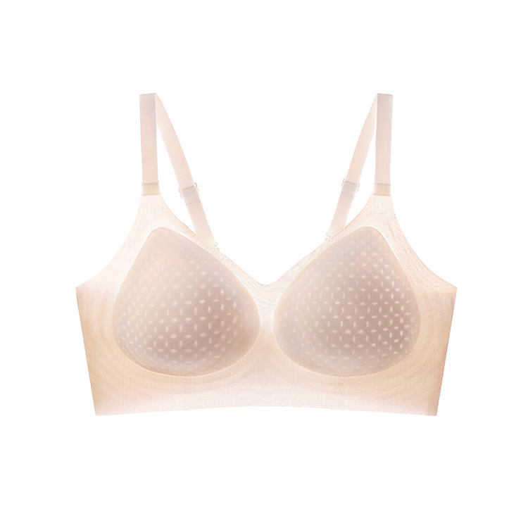 One-Piece Cool Ice Silk Intimates for Women, Seamless Hole Cup Jelly Soft Support Shaping Sports Push-Up Beautiful Back Bra