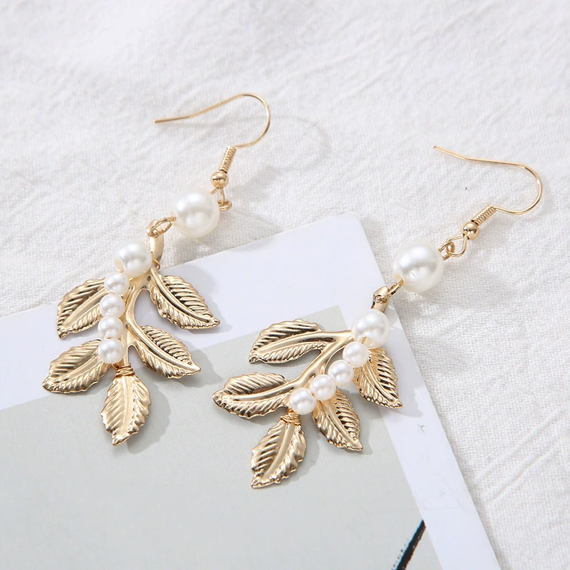 咔饰彤 Fashionable earrings from pearl, accessory for bride, European style