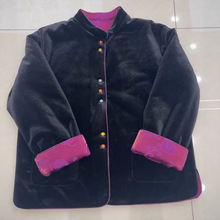 新中式撞色拼接丝绒外套女冬季高级感双面穿国风上衣棉服