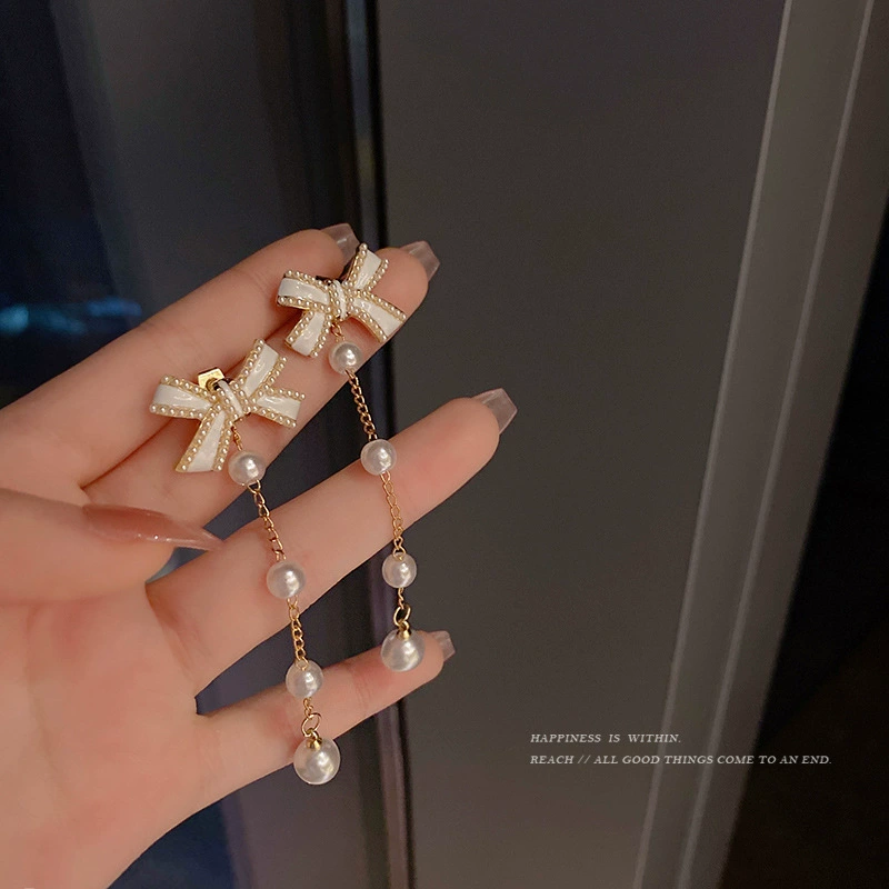 Серебряные серьги-капли с жемчужиной (Hanfou), серебряная нить S925, ретро-корейский стиль Light-Luxury
