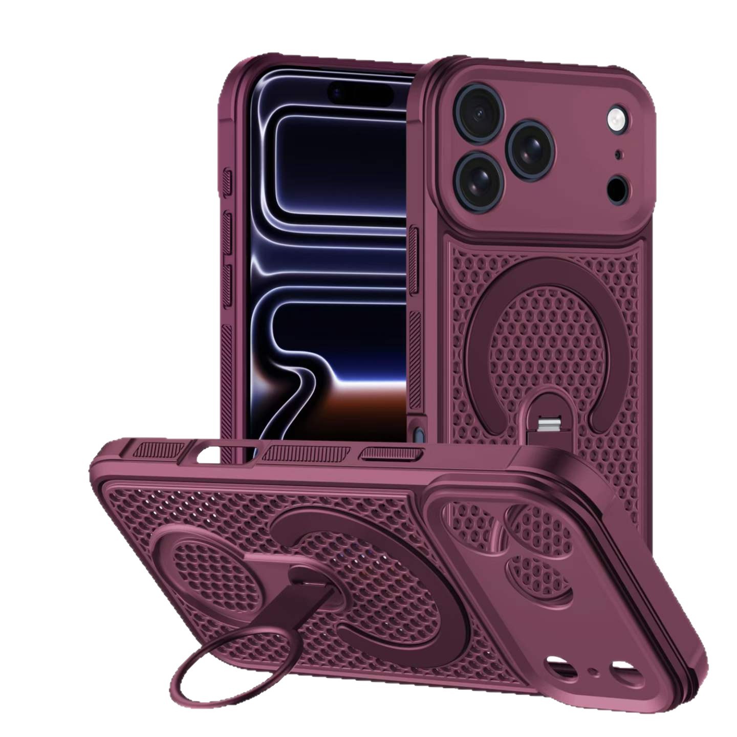 Funda con Soporte Magnético para iPhone 16/18 Pro de PC con Disipación de Calor para Negocios