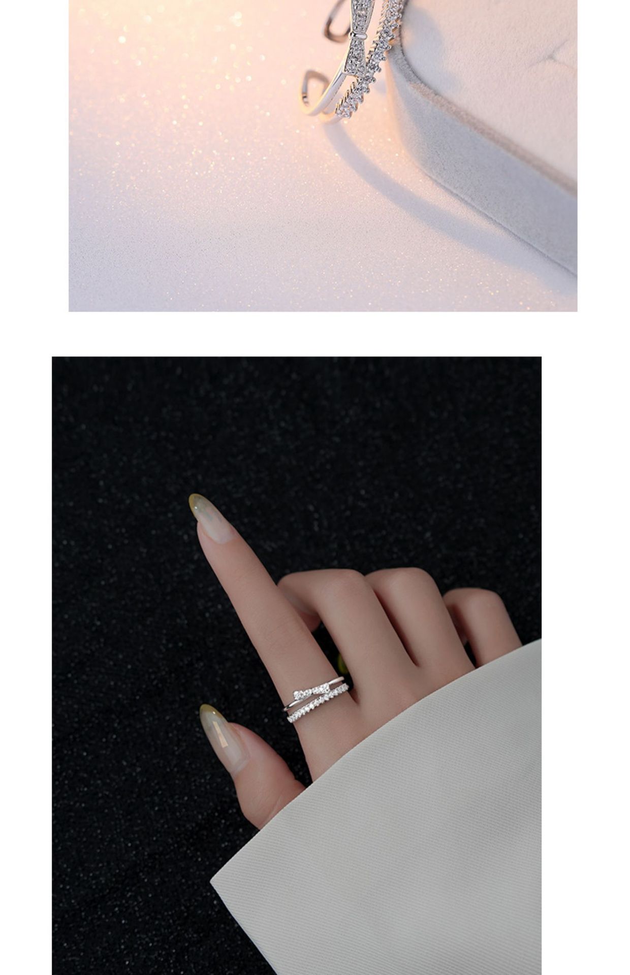 Anello doppio a fiocco per donna stile minimalista moderno_voghion.com