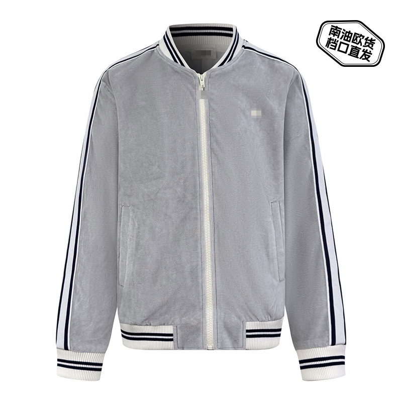 25 Shenzhen Nanyou Direct Supply Autumn Arc De Triomphe Embroidered Jacket Top Unisex Striped Stand Collar Sports Baseball Jacket Coat