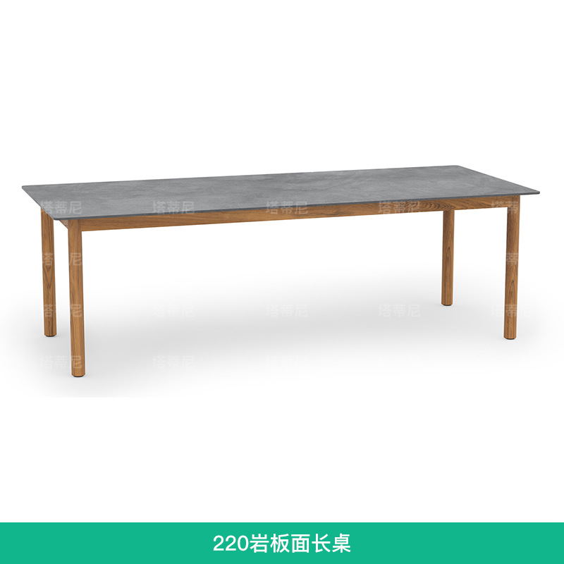 Mesa y silla de teca al aire libre, patio impermeable, protección solar, mesa y silla de comedor de madera maciza, muebles de diseño, combinación de tela de caña al aire libre