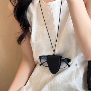 Sunglasses Holder Necklace Women's Glasses Storage Lanyard Multifunctional Leather Halter Magnetic Neck Decoration Hanging Chain Accessories