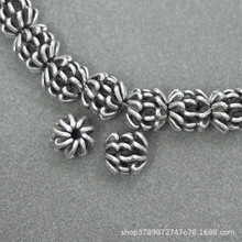 泰国手工银纯银复古散珠 手链串珠隔珠 流苏坠星月菩提DIY配件