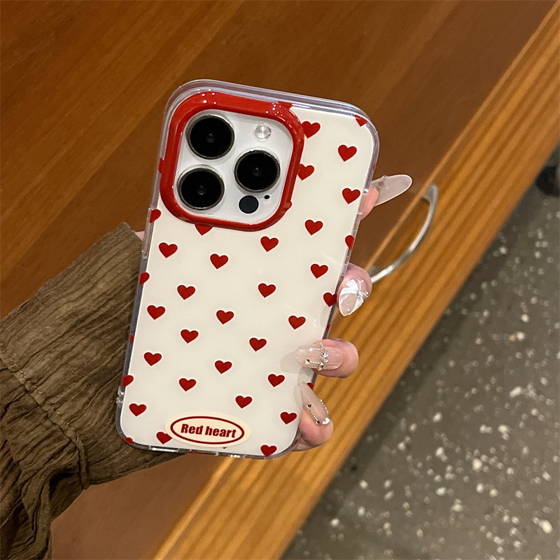 Simple ins Red love lunares para iPhone14 funda para teléfono móvil 15ProMax Apple 12/13 pareja 14PM