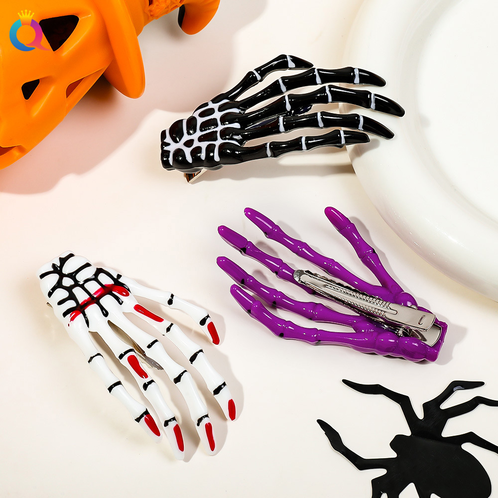 11g Weight Hair Clip Hair Accessories Type 1 Piece Quantity Daily, Festival Occasion Alloy Material Halloween Festival Ghost Hand Pattern Women's Gender Hip-Hop Style Halloween Hip-Hop Women's Ghost Hand Alloy Hair Clip 5