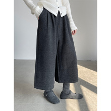 滔川   韩系时尚羊毛八分裤阔腿裤女秋冬新款高级感休闲裤D26503