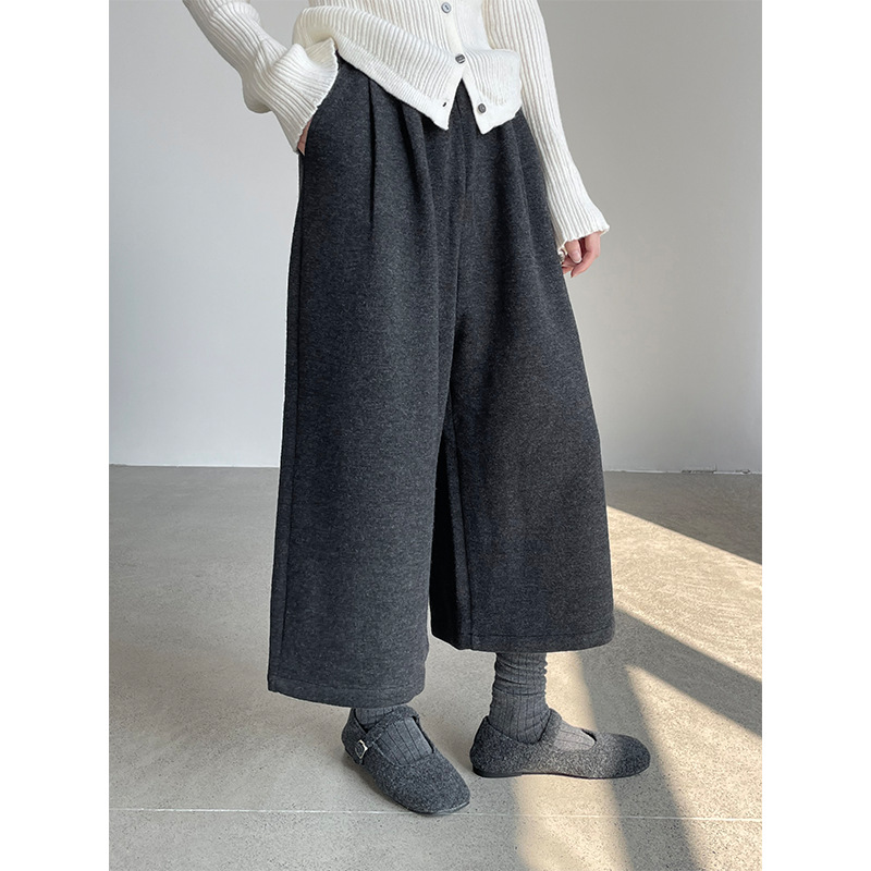 滔川   韩系时尚羊毛八分裤阔腿裤女秋冬新款高级感休闲裤D26503