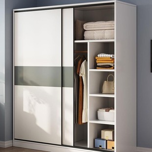 Wardrobe Home Bedroom Small Apartment B&b Rental Cabinet Economical Wooden Kidsren's Sliding Door Hanging Wardrobe
