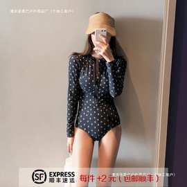韩国新款游泳衣显瘦遮肚性感保守连体泳装长袖防晒潜水服运动游泳