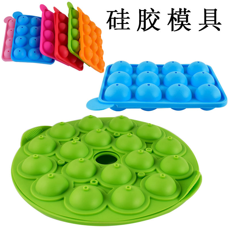 Factory 12 Consecutive 18-Hole Stereo Ball Silicone Lollipop Chocolate Candy Cake Baking Model Ice Tray Mold