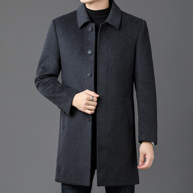 Demi-season long double-sided woolen fashionable cashmere trench…