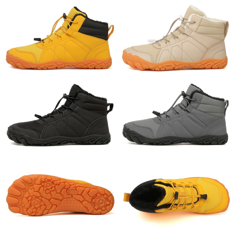New Cross-Border Thick-Soled Five-Finger Men's Snow Boots, Non-Slip, Warm, Barefoot Cotton Shoes, Women's Fleece-Lined Thickened Yellow Boots New Cross-Border Thick-Soled Five-Finger Men's Snow Boots, Non-Slip, Warm, Barefoot Cotton Shoes, Women's Fleece-Lined Thickened Yellow Boots