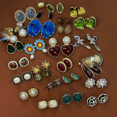 中古着耳饰り925高级感ヴィンテージアクセサリー軽豪華レトロピアスメタル風気質レディースピアス