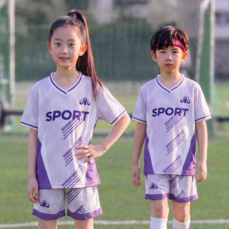 Camiseta transfronteriza de fútbol infantil de manga corta, camiseta de entrenamiento transpirable para estudiantes de fútbol primario de verano image 3