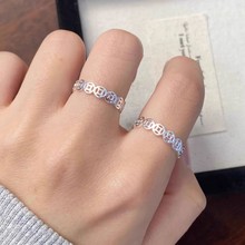 纯银铜钱戒指女990足银钱币食指戒素圈闭口国风送男女友生日礼物