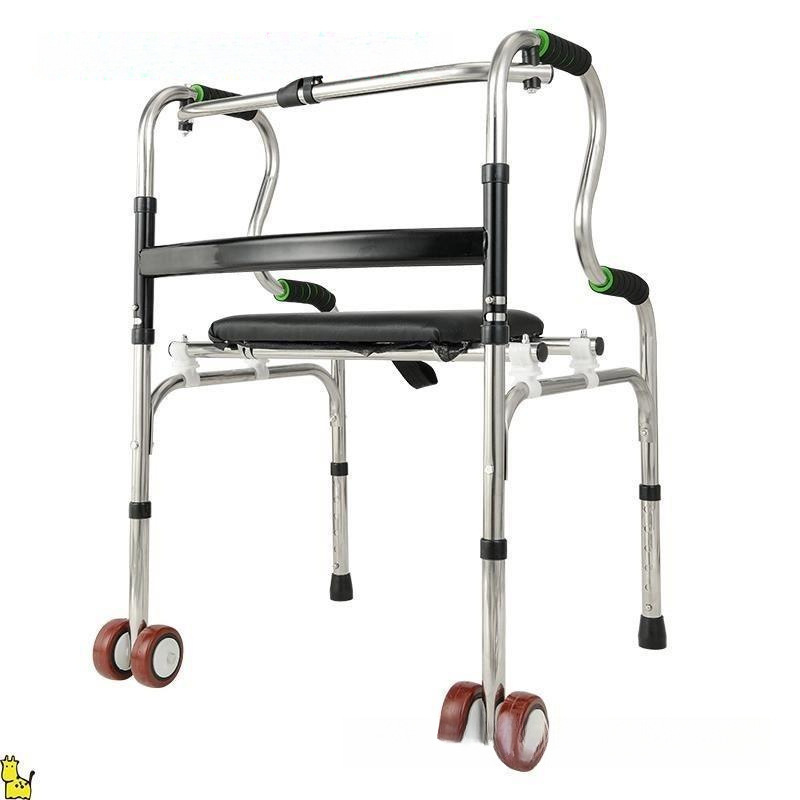 Elderly Trolley Can Sit and Push, Elderly Leisure Four-Wheel Shopping Cart with Seat, Walker
