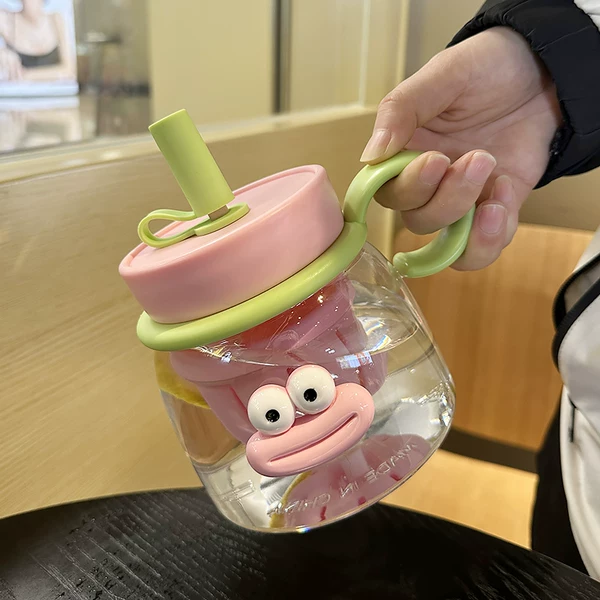 Women's Water Cup Summer High Beauty Value Straw Big Belly Cup Large Capacity Tea Leakage High Temperature Cute Tea Plastic Cup