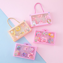 新款小盒皮筋发绳戒指耳夹高弹力发圈儿童饰品套装福利节日小礼品