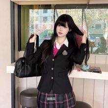 【收腰西装】高质感猫看花jk制服三粒扣浓绀色学院校供感春秋