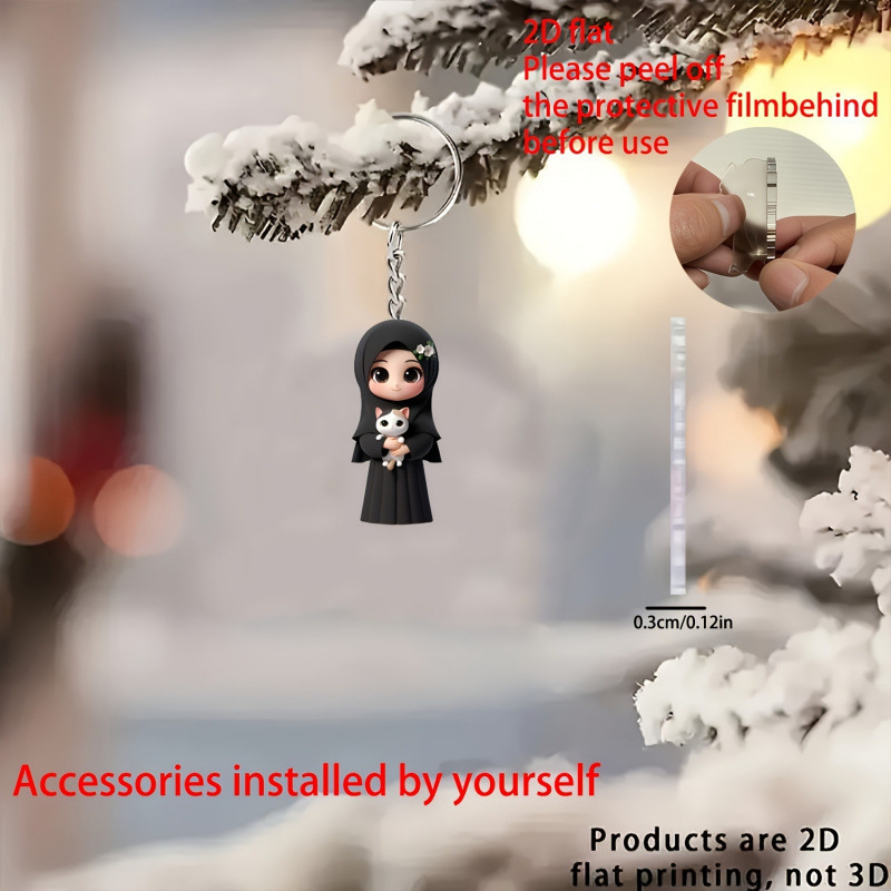 Transfronterizo nuevo plano 2D acrílico negro distribuir chicas pechos blancos llaveros decoración colgante mochila