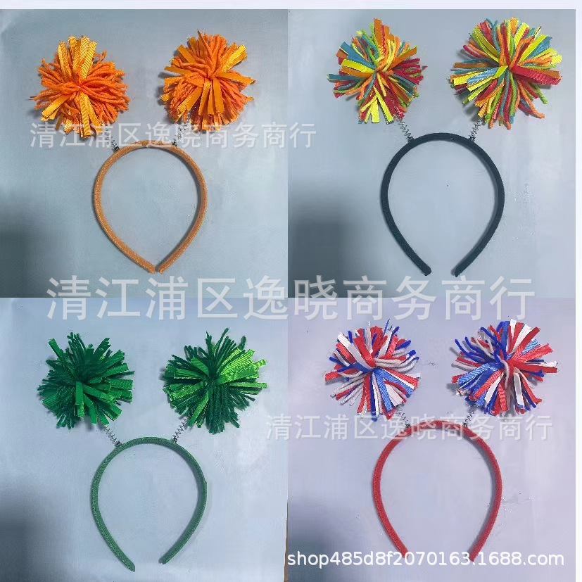 2023美国独立日节日发箍儿童成人派对装饰毛线球球头饰爱尔兰发饰