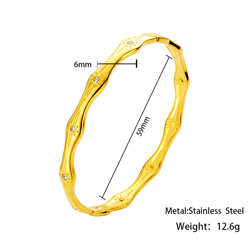 Titanium Steel Bamboo Style Bangle Micro Inlaid Simple Luxury Bracelet_voghion.com