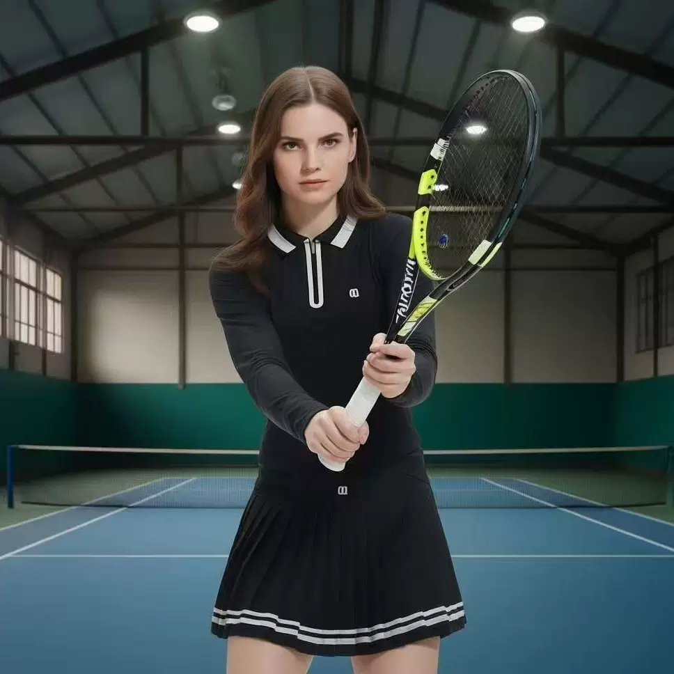 高尔夫服秋冬女polo衫翻领长袖韩版简约动球服修身显瘦衣网球套装