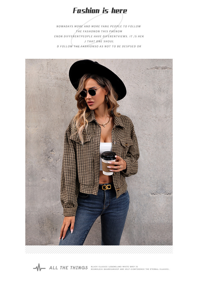 Women's Jacket Casual Plaid Lapel Autumn Coat For Women_voghion.com