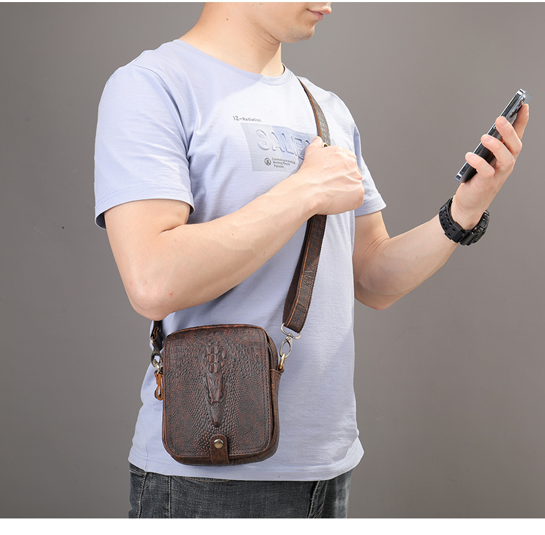 Herren Umhängetasche Aus Echtem Leder Im Kroko-retro-design_voghion.com
